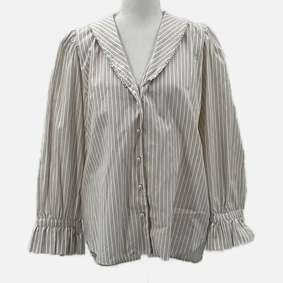 Mr. Larkin Sophie Organic Cotton Striped Blouse (Altered) - Size Large - Picture 3 of 10